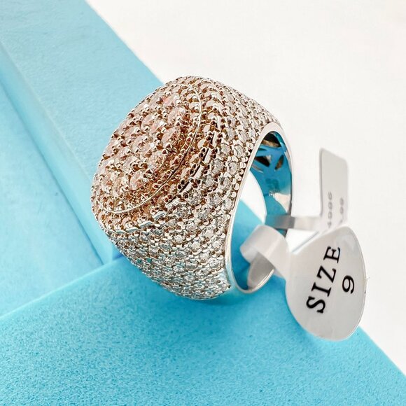 925 Sterling Sliver Moissanite Circle Elevated Ring, 5.03ctw VVS Stones Hip Hop - Picture 6 of 8